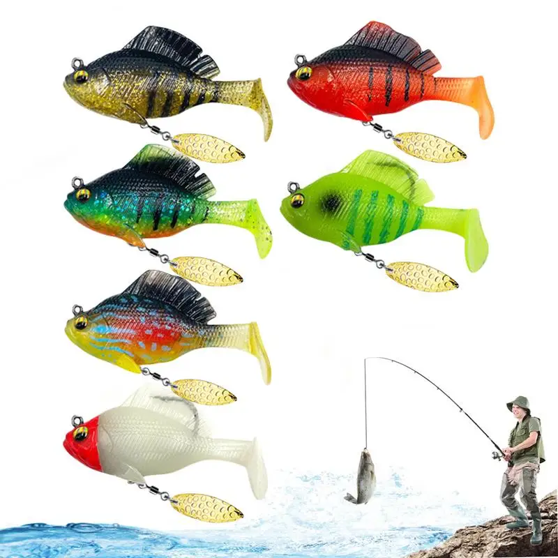 

Paddle Tail Swimbaits 6pcs Great Action Swimbait Spinner 3D Eyes Swimbait Easy Catching Family Fishing Bass Bait Freshwater