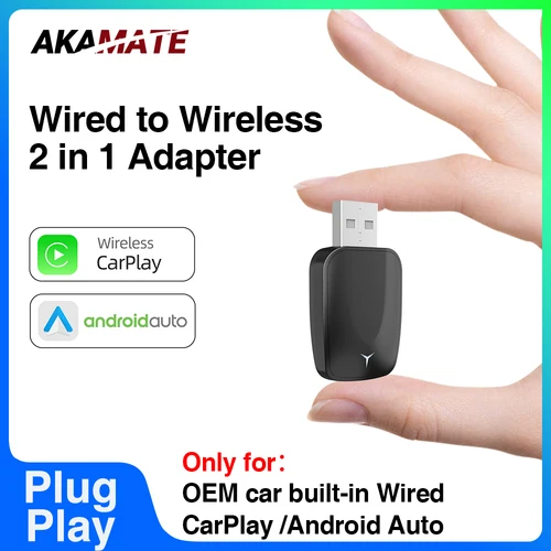Dongle inalámbrico CarPlay 2 en 1, adaptador inalámbrico Android Auto para vehículos CarPlay con cable OEM, Radio de coche, Plug and Play, Bluetooth