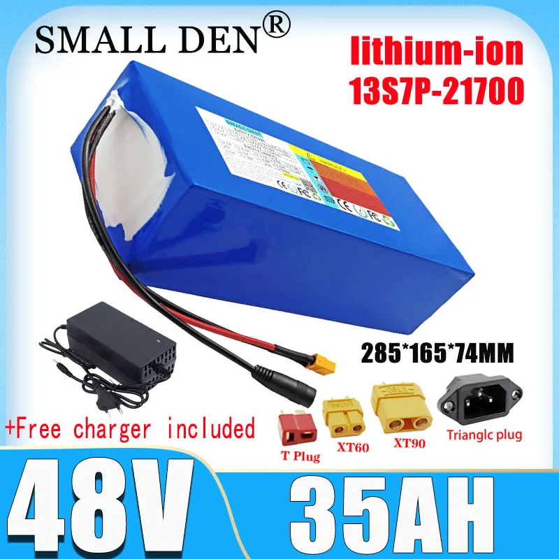 New 48V 35AH  lithium battery pack 21700 13S7P  0-2000W motor with built-in BMS  scooter  bicycle rechargeable cycle battery