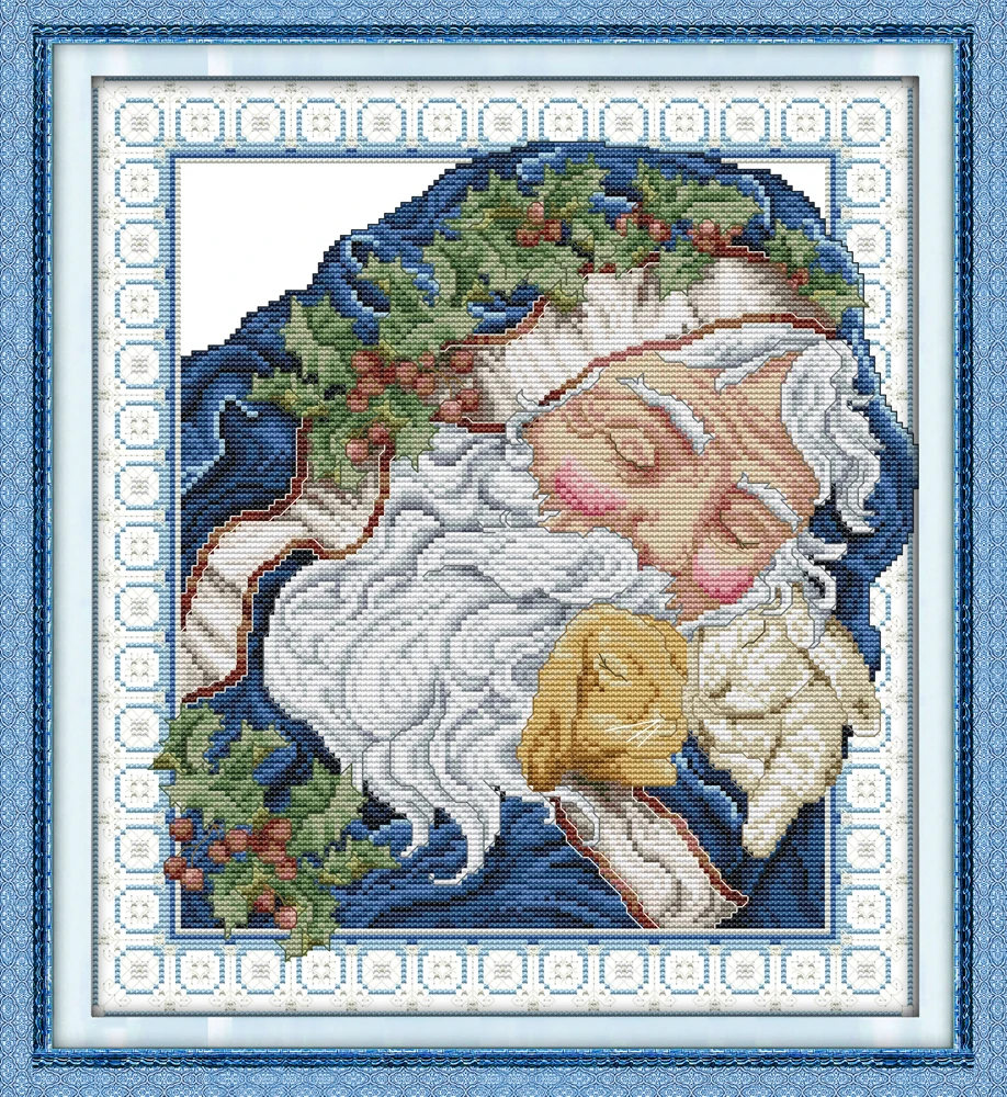 Cross-stitch Complete Set Intoxicated Santa Claus Kit Stamped Printed Counted Unprinted Cloth DMC Needlework Home Decor