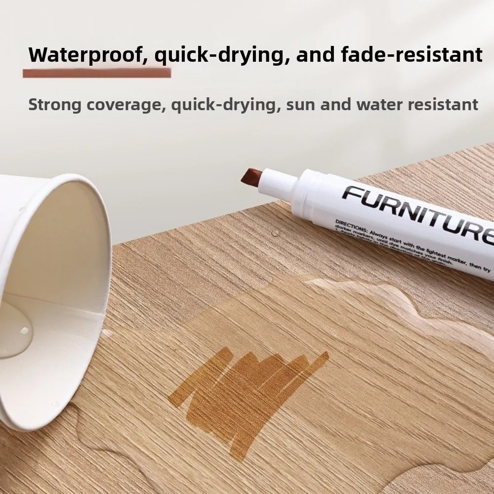 

Водонепроницаемая ручка для ремонта деревянной мебели, гладкая цветная ручка для ретуши под дерево, ручка для ретуши с открытыми белыми краями, царапины, чипсы