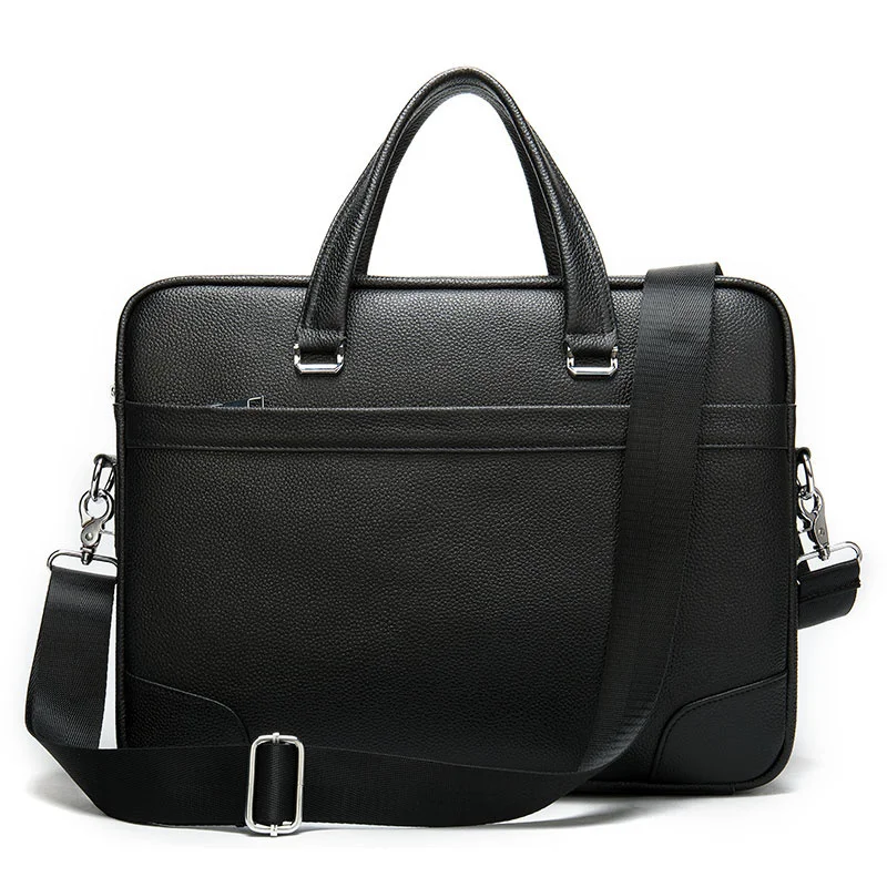 

Men's Leather Briefcase For Documents Genuine 14 Inch Laptop Bag Shoulder Bags Men Briefcases Totes 9082