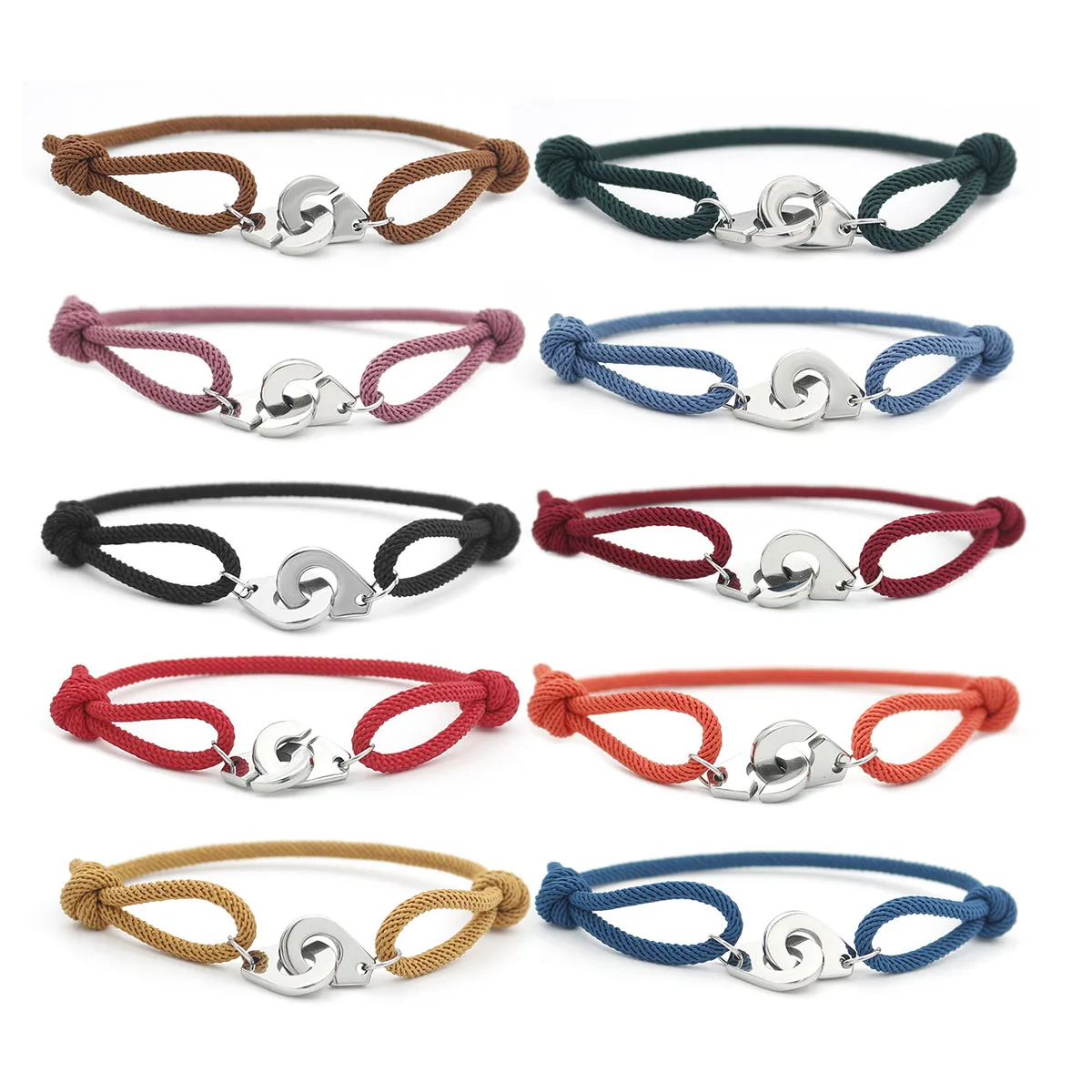 New Simple Style Marine String Bracelet For Men Women Stainless Steel Sliding Adjustable 3mm Thin Rope Nautical Braclet Pulseria