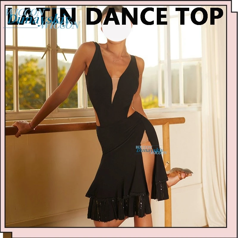 women-professional-dance-top-v-neck-wide-strap-latin-dance-practice-top-ladies-ballroom-cha-cha-stage-performance-costume