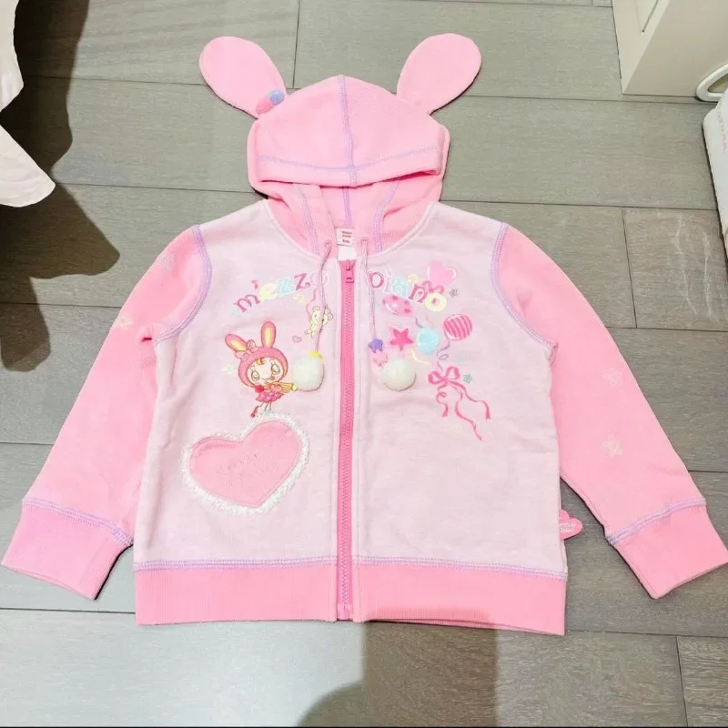 

Мягкая шерстяная куртка в японском стиле Лолиты, женская милая куртка Y2k, эстетичная гранж-мультяшная молния, пальто с капюшоном и медвежьими ушками, топ, осень-зима