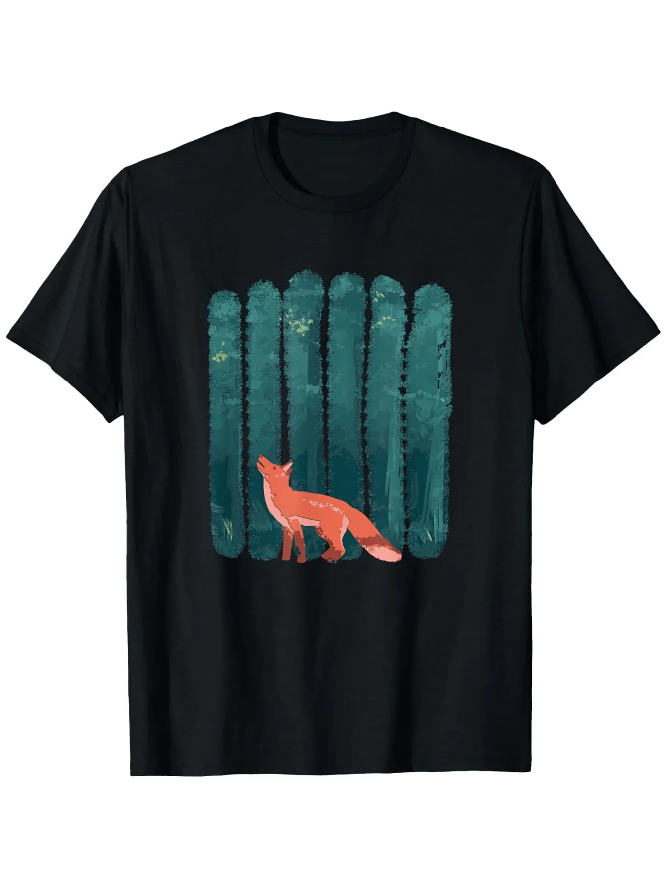 New Men's Summer Short Sleeve T-Shirt with World Fox Design - Casual Round Neck Tee, Fox & Tail Patterns, Medium-Stretch Fabric,