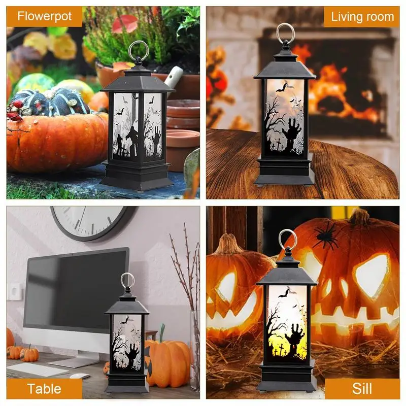 Halloween LED Lanterns Decorative Lamp For Halloween LED Light Up Halloween Candle Lantern Flameless Lantern Decorative Lantern