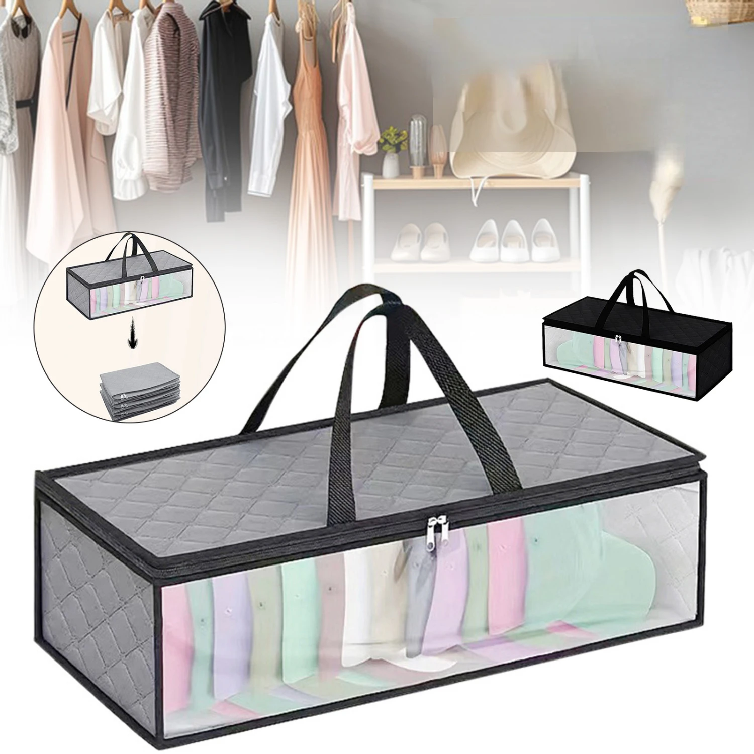 

Efficient and spacious waterproof grey storage bag - Maximize storage capacity with this ideal home organizer for clothing, blan