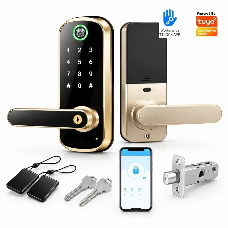 Single Tongue Password Fingerprint Lock Wooden Door Homestay Smart Electronic Lock with Anti-lock