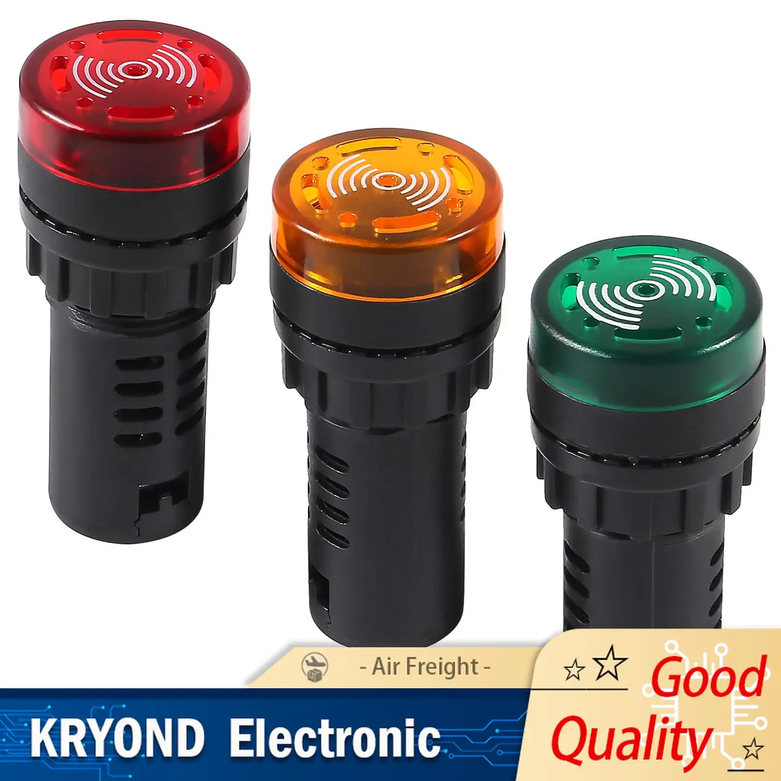 1PC 22mm Flash Signaal Licht Rode LED Actieve Zoemer Piepalarm Indicator Groen Geel AC 12V 24V 110V 220V Paneel Diameter