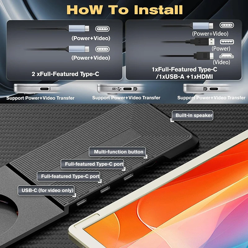 الجملة S6 المحمولة 15.6 بوصة شاشات كريستال بلورية موسع مع لوحة IPS 1080P عالية الدقة عرض مزدوج لأجهزة الكمبيوتر المحمول #4