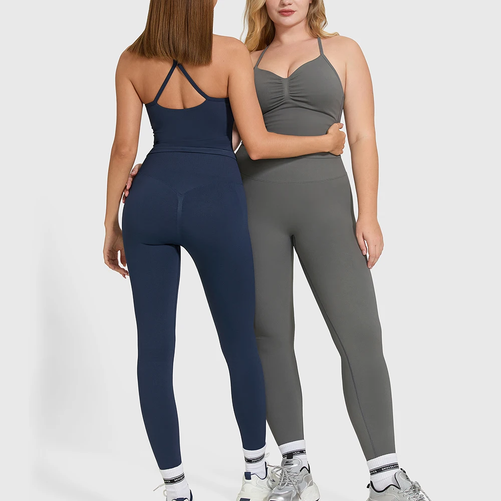 Conjunto de yoga de 2 piezas para mujer, ropa deportiva transpirable, ropa de gimnasio, top deportivo, leggings de cintura alta, conjuntos deportivos de verano para mujer