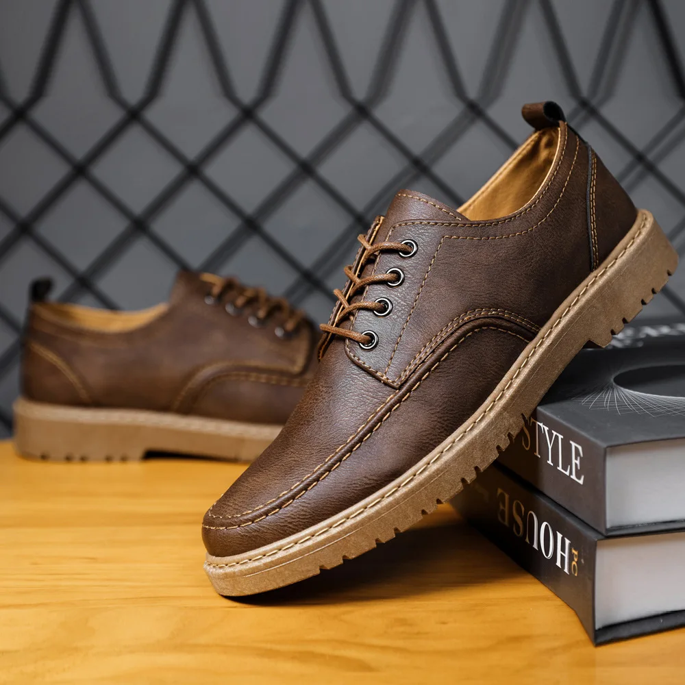 Men Leather Shoes Business Dress Shoes All-Match Casual Shoes Shock-Absorbing Footwear Wear-Resistant