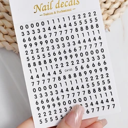 Black White Number 3d Nail Sticker Self Adhesive English Letter Gold Silver Decal DIY Alphabet Nail Slider Manicure Accessories