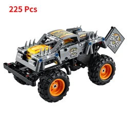 Technical Monster Jam Megalodon  Building Blocks Set 2 in 1 Pull Back Racing Car  Model Kids Toys For Boys Christmas Gifts