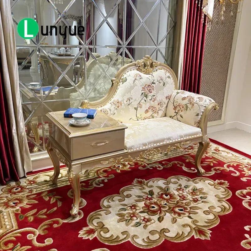 French Embroidered Fabric Lounge Chair European Luxury Neoclassical Solid Wood Lazy Chair for Villa Living Room Furniture