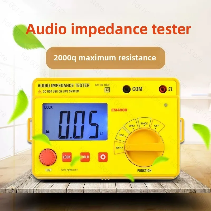 EM480B Digital Audio Impedance Tester Meter Test Range 20Ω/200Ω/2000Ω Resistance Meter 1KHz Test Frequency Data Hold