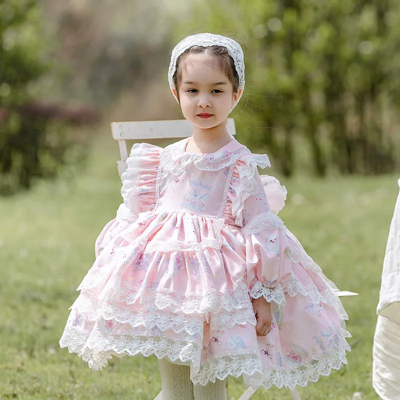 

Flower Girl Dresses for Weddings Baby Girls Spanish Turkey Dress Toddler Kids Lolita Princess Costume Birthday Party Clothes