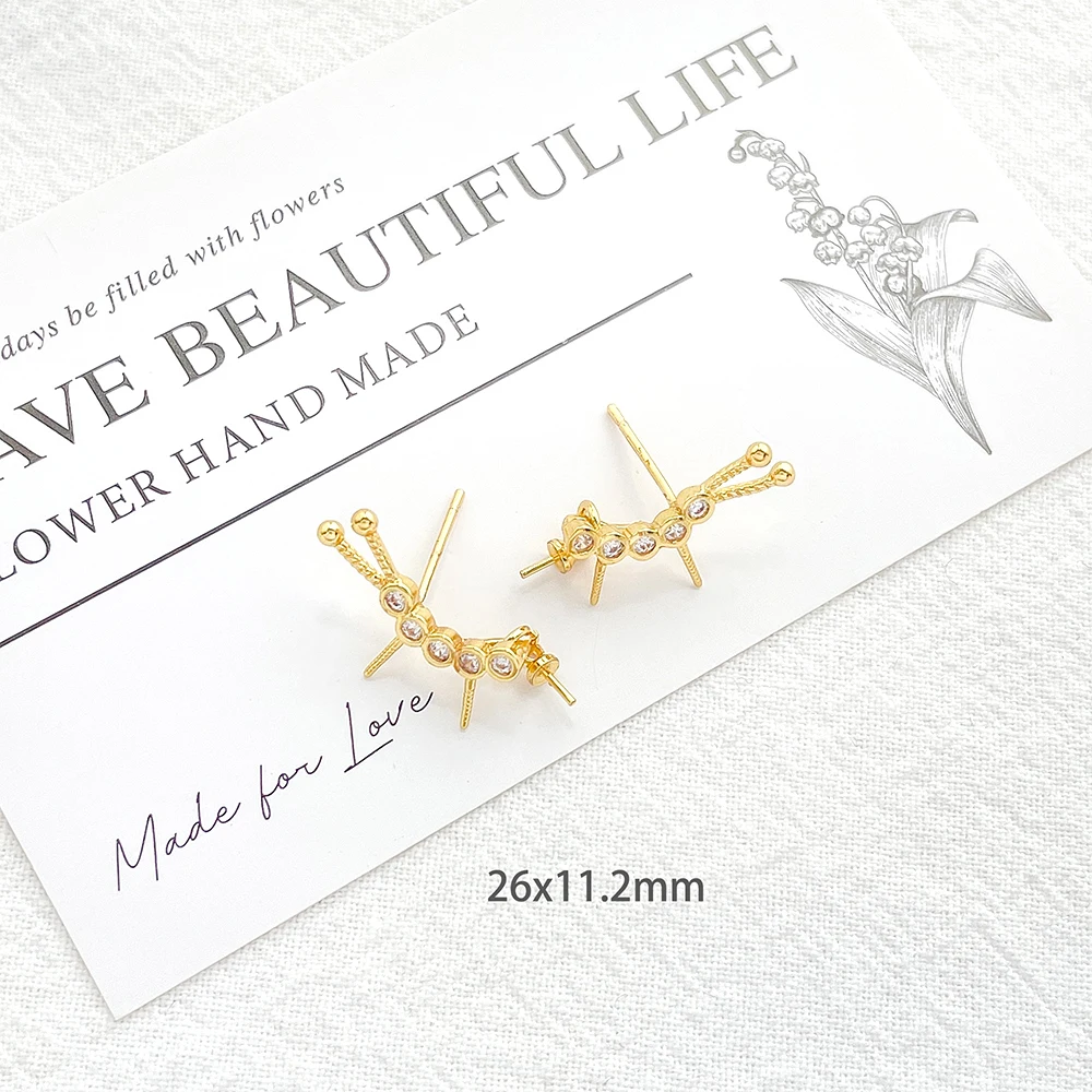 2 Pairs Brass Plated with Real Gold Bird Butterfly Earrings DIY Fashion Jewelry Making Semi-finished Product Accessory Materials