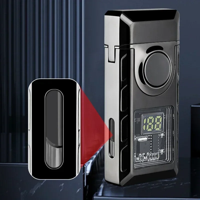 Voice Controlled Ignition Gas Lighter Color Light Battery Display Open Fire Switching Jet Fire Creative USB Electric Lighters