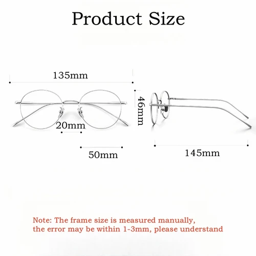 Imagen 2 del producto YIMARUILI, gafas de titanio flexibles ultraligeras a la moda, monturas de gafas graduadas ópticas redondas Retro para hombres y mujeres ST1644