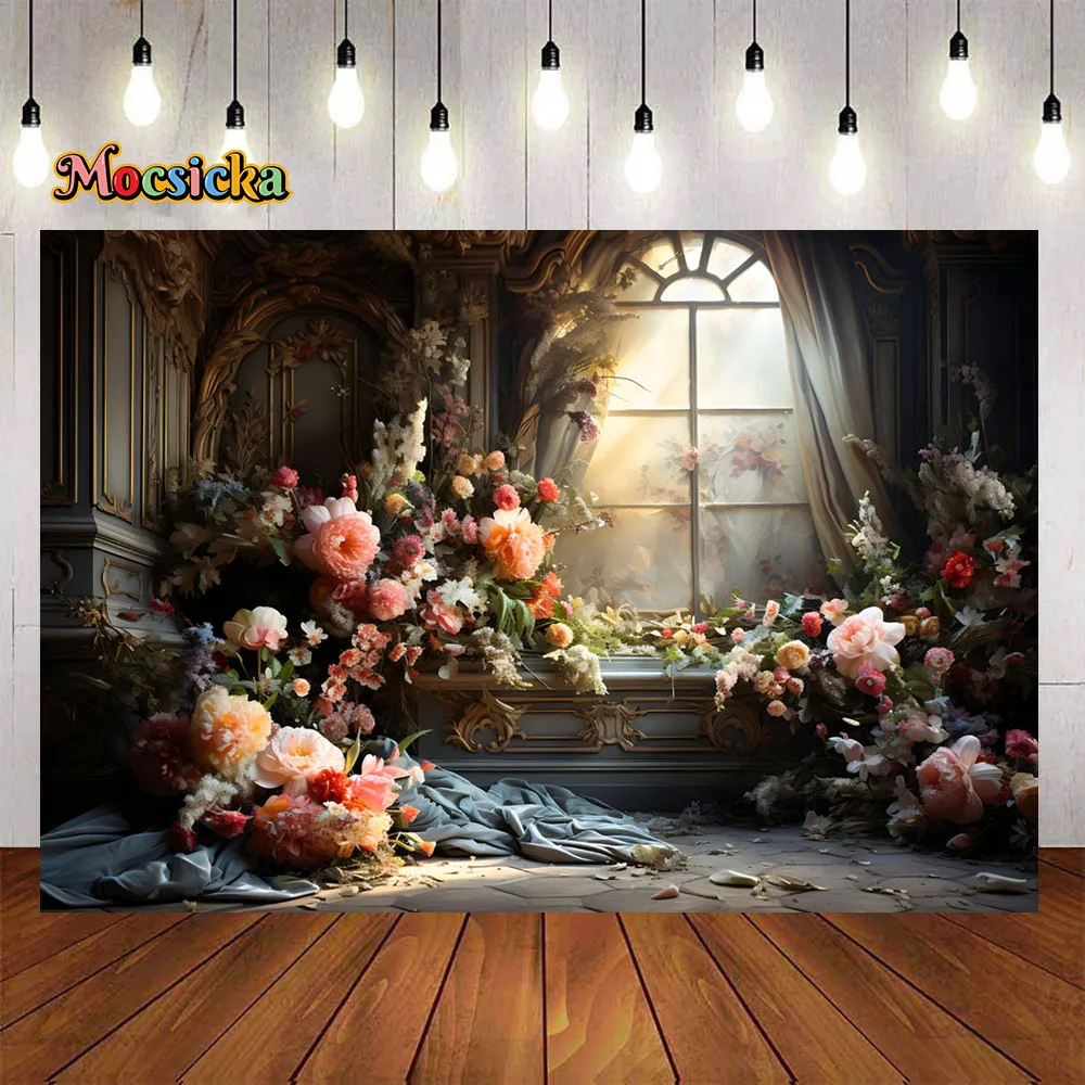 Fond de photographie de studio pour ALTERArt, photo rétro, fenêtre de palais, peinture à l'huile, décors de Bergame, nouveau-né, photozone d'enfant