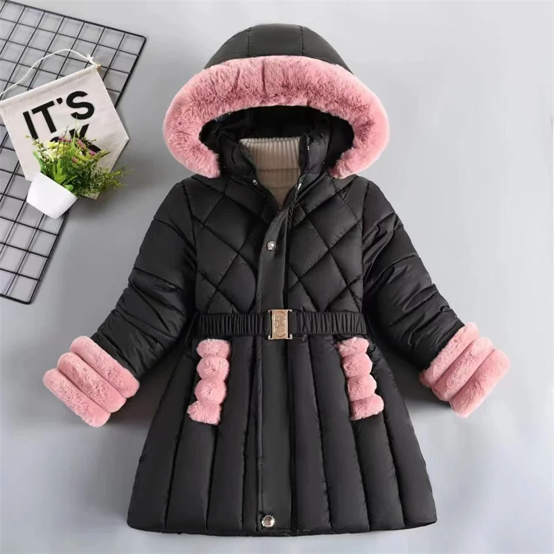 Kids Girls Cotton Jacket Winter Jacket For Girls Coat Baby Warm Hooded Outerwear Coat Girls Clothing Children Soild Down Coat