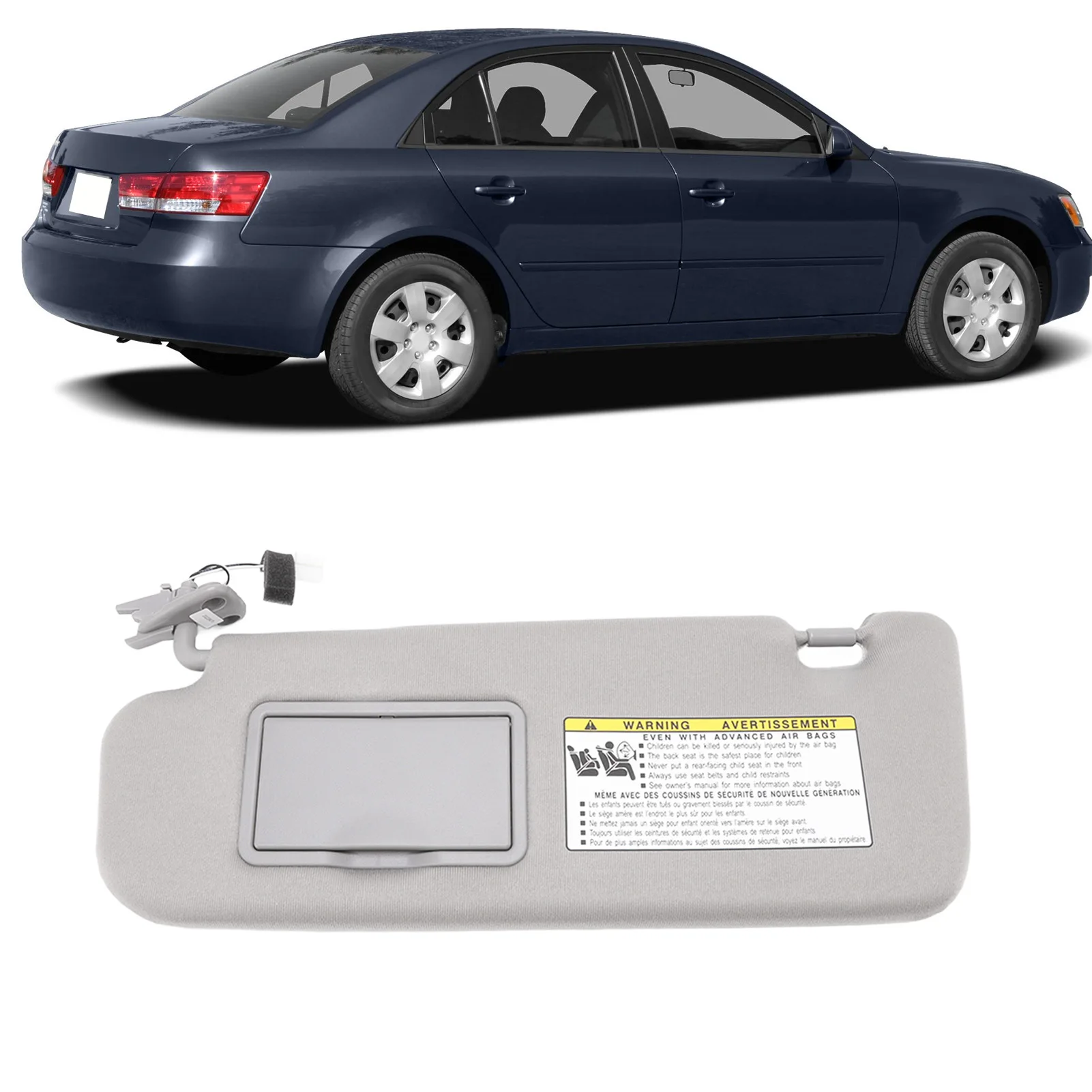 Sunvisor Assy Grey UV Blocking 852013K010QD Replacement For Hyundai Sonata 2006‑2008 Right/Left