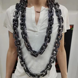 New Punk Big Acrylic Rectangle Chain Hip Hop Exaggeration Necklace Plastic Men Women Festival Carnival Performance Props Jewelry