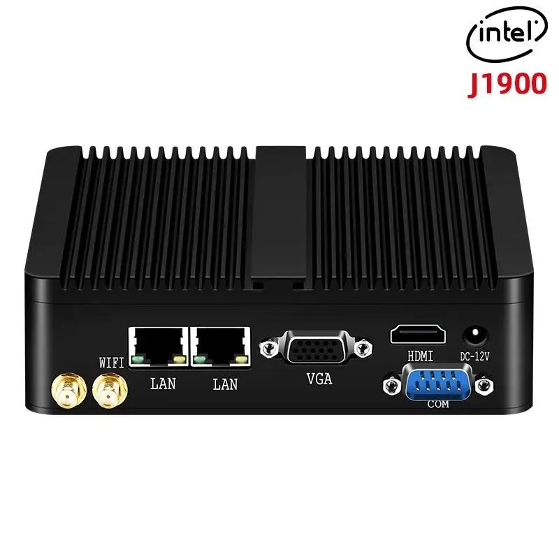 Top Fanless Industrial Mini PC Intel J1900 Quad Cores 2xGigabit Ethernet 4xUSB WIFI Windows10 Micro Computer