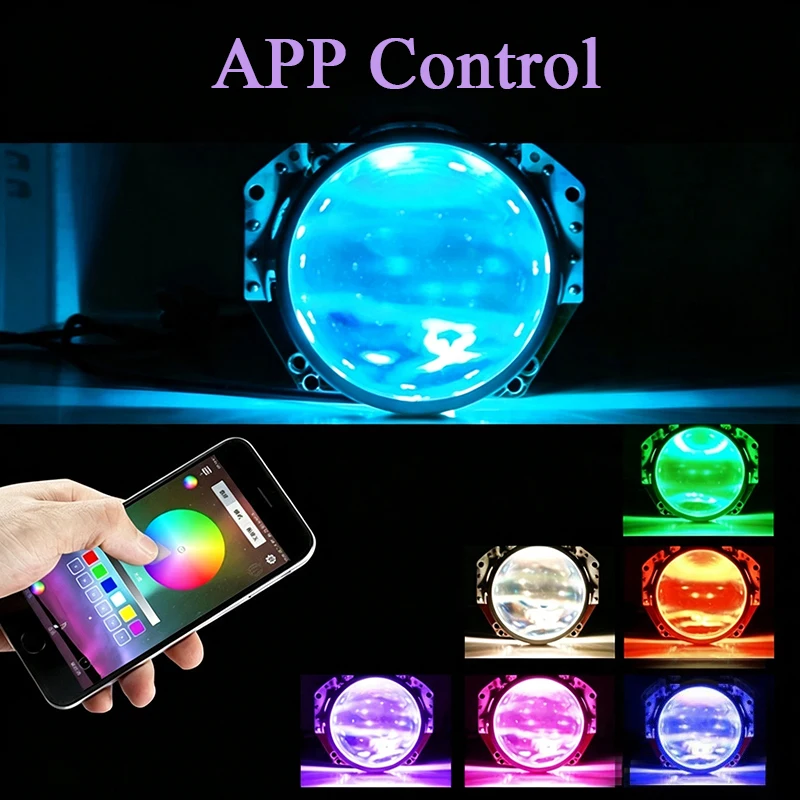 2PC 12V RGB 1 LED Car Devil Eye Demon Evil Eyes for 2.5inch Bi Xenon Projector Automotive Motorcycle Led Headlight APP Bluetooth