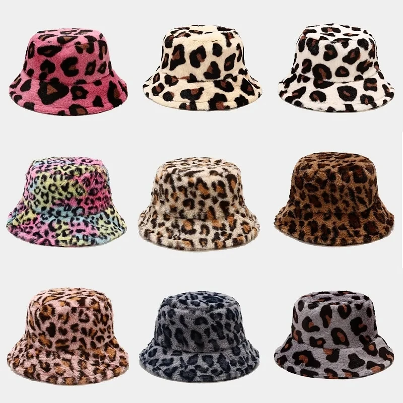 Leopard or Cow Faux Fur Bucket Hat 1