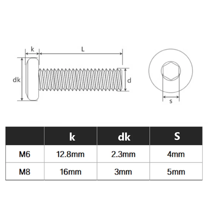 10~100Pcs Carbon Steel Zinc Plated Large Flat Hexagon Socket Head Allen Furniture Rivet Screws M6 M8 Chamfered Furniture Screw