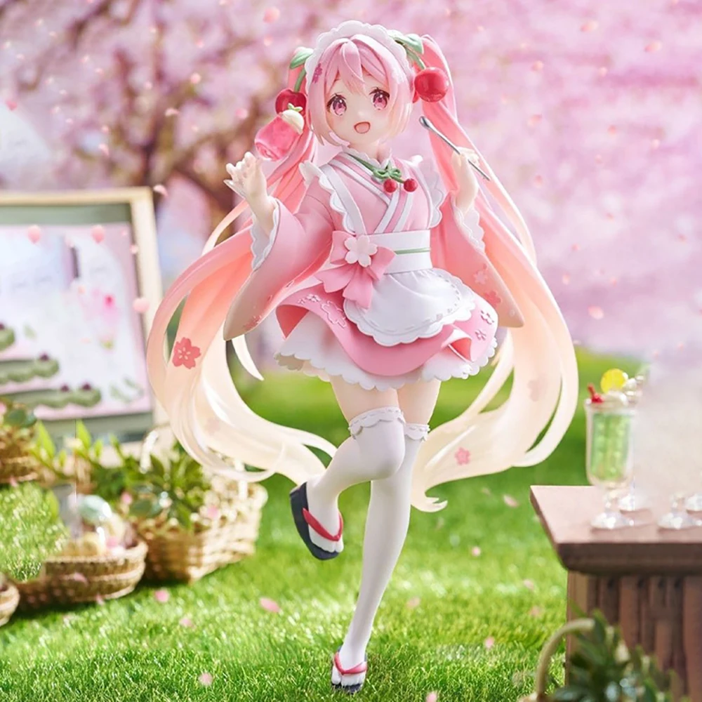 In Stock Original TAITO Sakura Hatsune Miku Maid PVC Anime Figures Action Figure Model Toys Collectibles Gifts