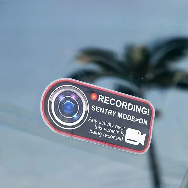 Surveillance Warning Waterproof Vinyl Sticker Red Orange Alert Decal For Car Bumper Window Motorcycle Exterior Decor Accessories