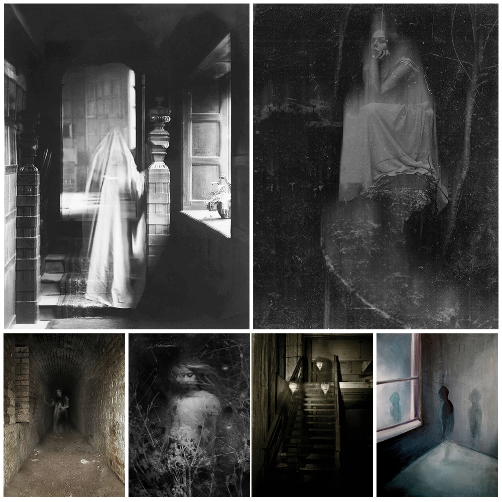 Creepy Ghost Spirit Photo Freak Vintage Wall Art Canvas Painting Phantom Shadow Spooky Specter Poster And Print Home Decoration