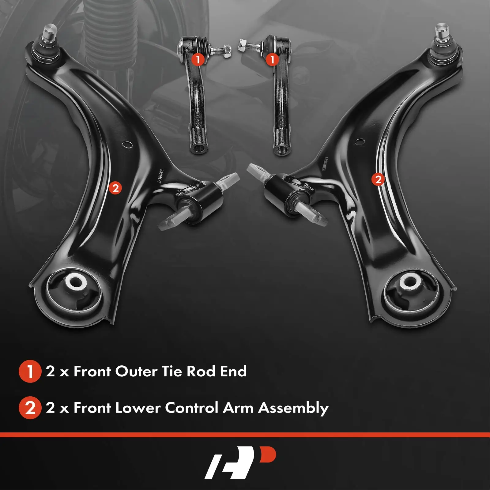 A-Premium 4x Front Control Arm&Ball Joint Tie Rod End for Nissan Rogue 2008-2013 Rogue Select 2014-2015