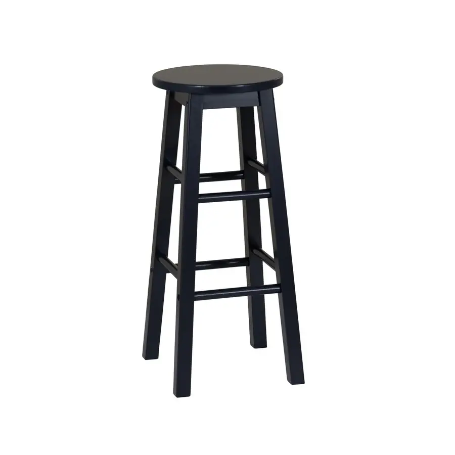 

Zeke Navy Blue Solid Wood Backless Round Barstool with 29 inch Seat Height