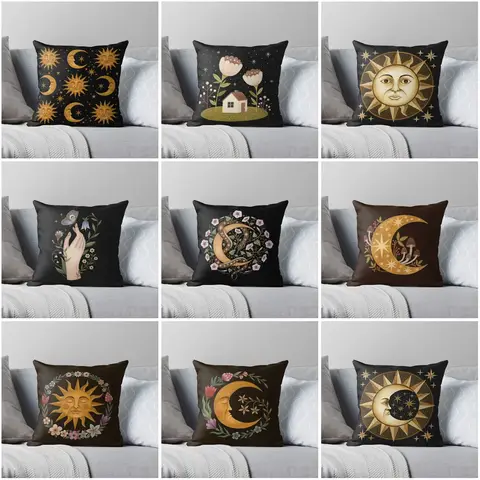 장식용 홈 베개 케이스 쿠션 커버, 북유럽 스타일, 모던 거실 소파 하우스, 45x45, 40x40cm, 40x40cm, 50x50cm, 45x45, 60x60 태양 달