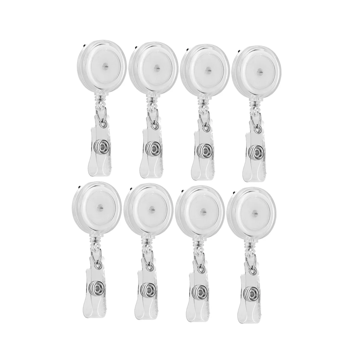 Anti-Theft Metal Easy-To-Pull Buckle Rope Elastic Keychain Sporty Retractable Key Ring Anti Lost 8Pack White