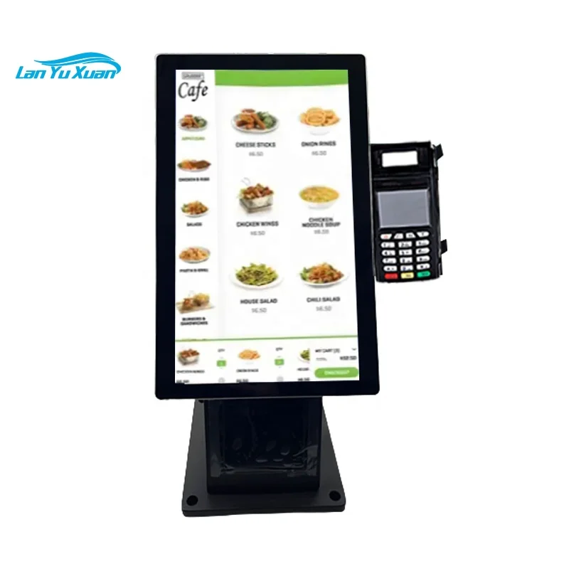 15.6 inch 21.5 inch Restaurant Desktop Touch Screen Self Order Kiosk Automatic Payment Machine With Receipt Printer