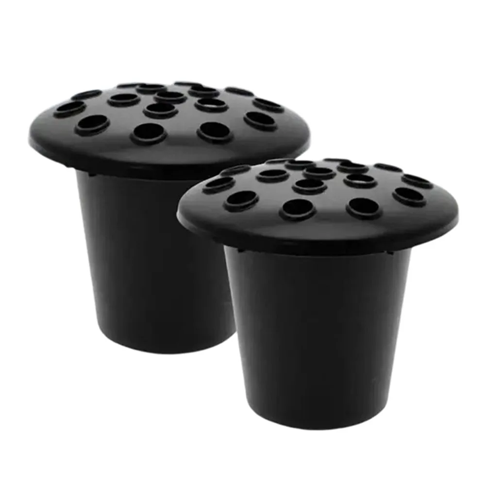 Hollow Cone Plastic Flower Basket Black for Outdoor For Cemetery Grave Garden Decoration with Drainage Feature