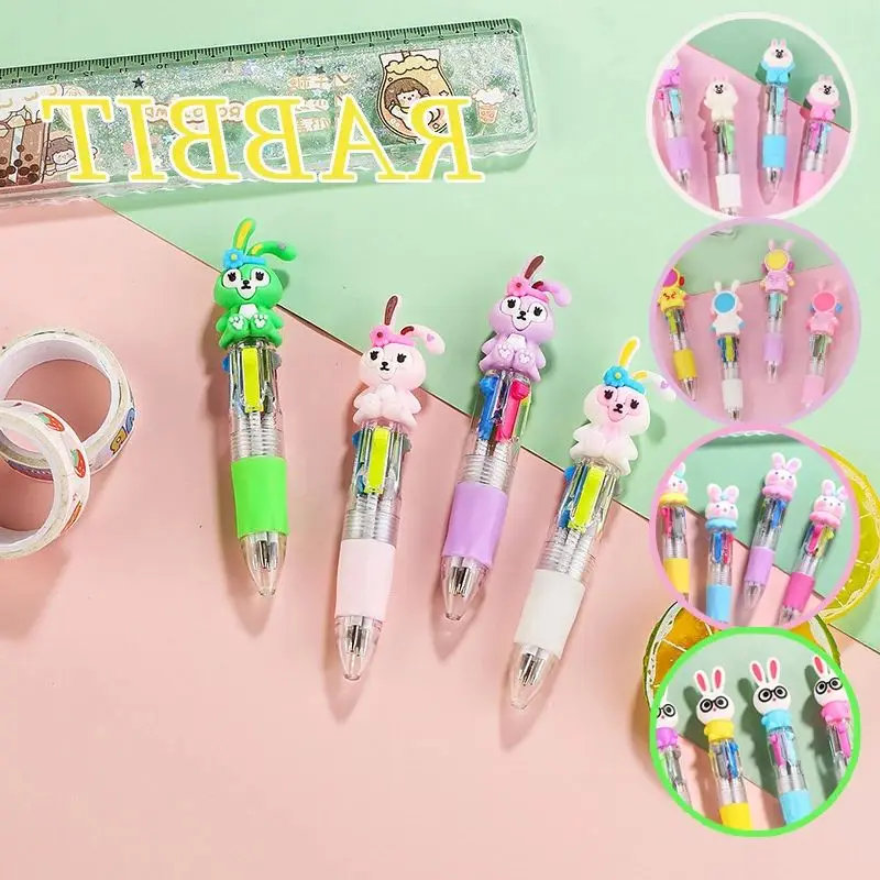 

10Pcs/Lot Cute Cartoon Rabbit Four Colors Ballpoint Pen Bunny Mini Pens Kids Writing Supplies School Office Stationery Gifts