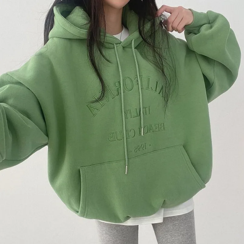 Autumn Women Clothing Korean Fashion Baggy Pullover Sweatshirt Y2k Streetwear Harajuku Chic Letter Print Long Sleeves Hoodie 후드티