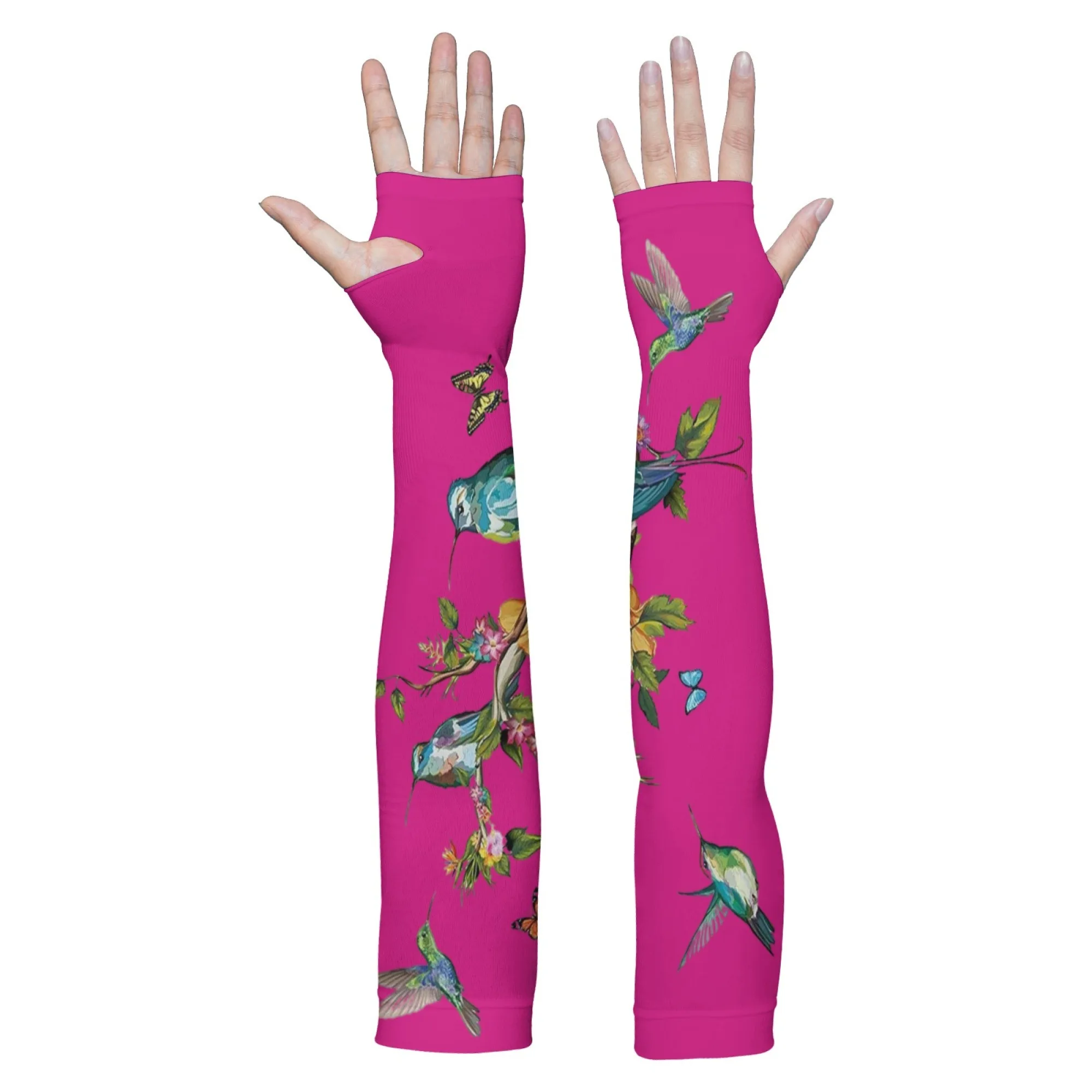 AliExpress NONE Pink Floral Print Arm Sleeves Comfortable Breathable and Skin-friendly Sleeves for Outdoor Hiking Cycling Playing Ball Sports