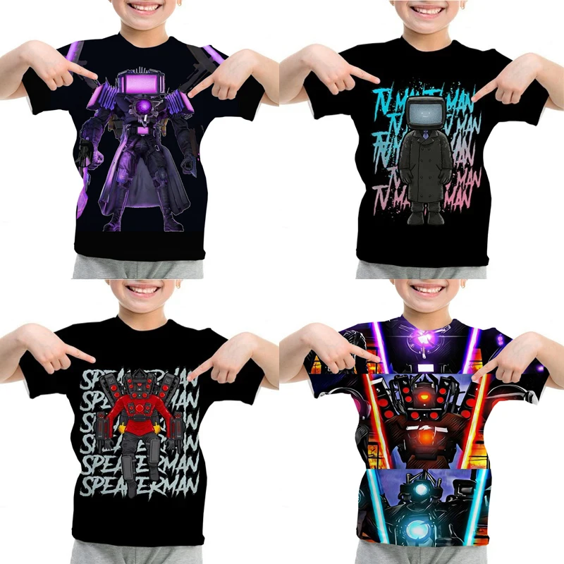 

Skibidi футболка для унитаза, детская летняя футболка с круглым вырезом и короткими рукавами, повседневная футболка с героями мультфильмов для мальчиков и девочек, Camiseta, детская одежда