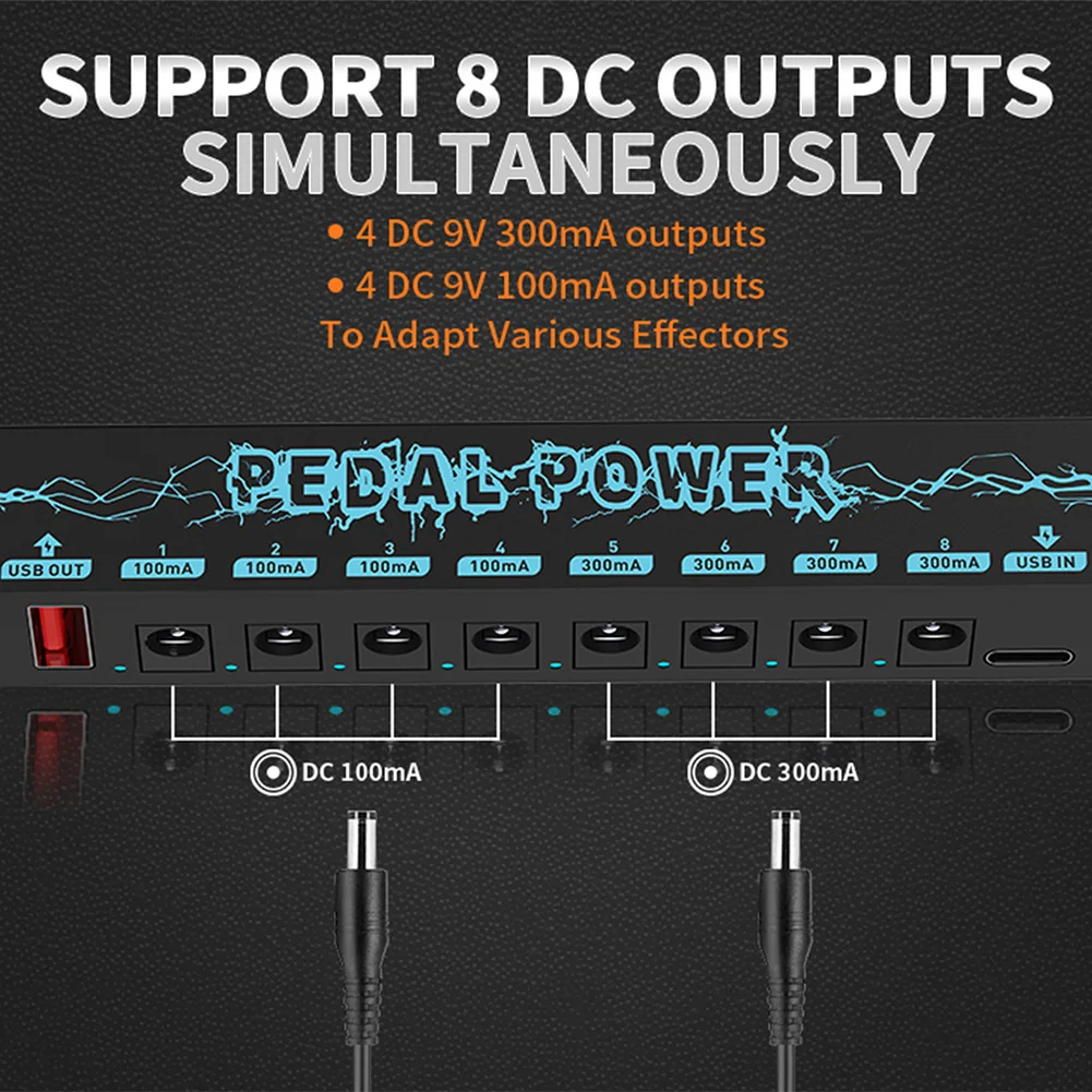 PW-1 Guitar Effect Pedal Power Supply 8 Isolated DC Output For 9V Pedalboard With Short Circuit Protection LED Indicator Lamp