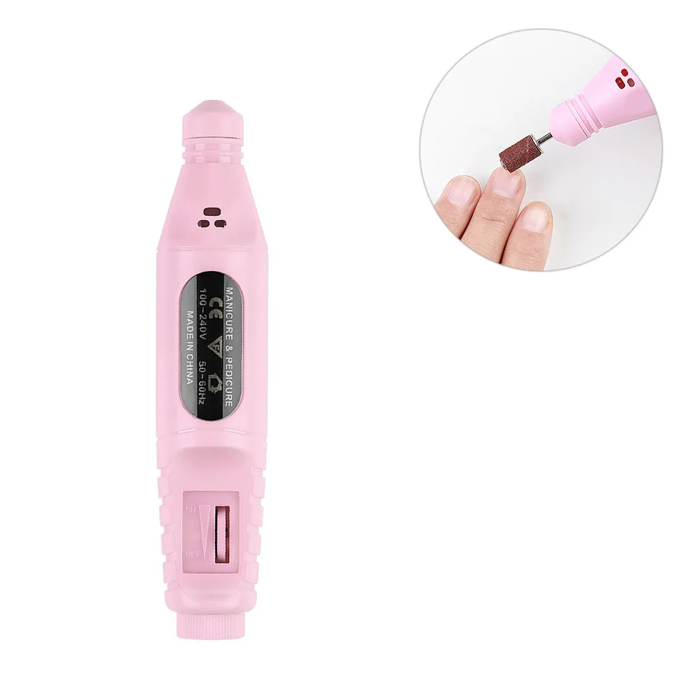 Tragbare Nagelpoliermaschine, rosa, langlebiges elektrisches Maniküre-Werkzeug, wiederaufladbarer USB-Nagelkunstpolierer für den professionellen Heimgebrauch