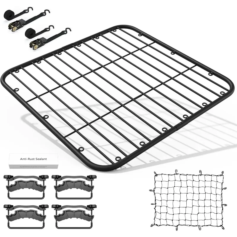 

Car Roof Platform, Universal Roof Flat Rack 48" x 47" x 1.3" Heavy Duty Roof Rack Platform with Super Duty Bungee Cargo
