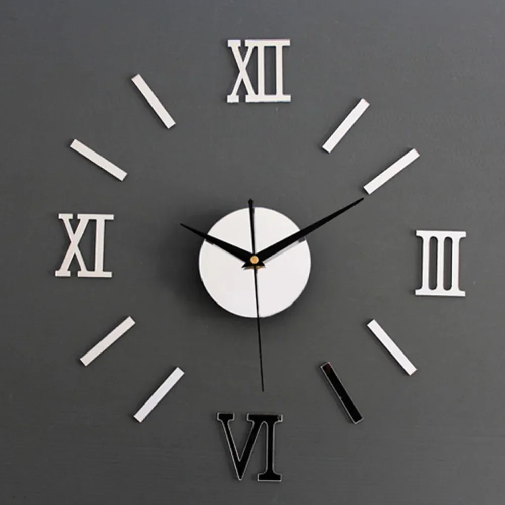 Mini Home Wall Clock 3D DIY Acrylic Mirror Stickers Self Adhesive For Home Decoration Living Room Quartz Needle Hanging Watch